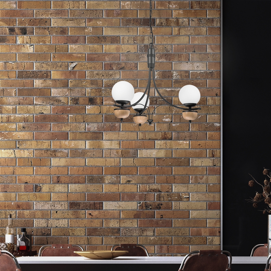 Brilagi - Lampadario LED con catena COTTAGE 3xG9/40W/230V rovere/bianco