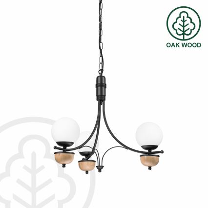 Brilagi - Lampadario LED con catena COTTAGE 3xG9/40W/230V rovere/bianco