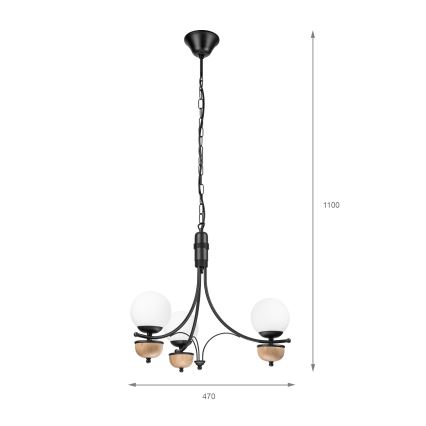 Brilagi - Lampadario LED con catena COTTAGE 3xG9/40W/230V rovere/bianco