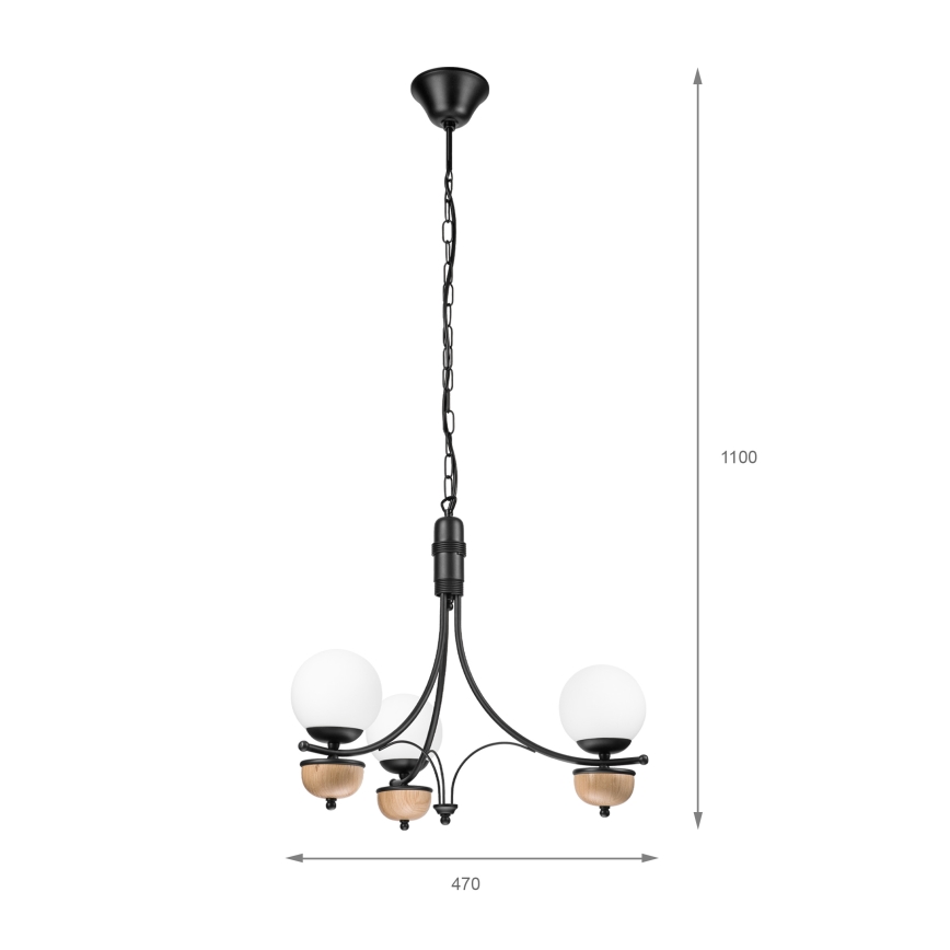 Brilagi - Lampadario LED con catena COTTAGE 3xG9/40W/230V rovere/bianco