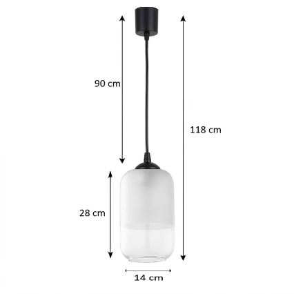 Brilagi - Lampadario LED con cavo RETRO GLASS 1xE27/60W/230V Ø 14 cm nero/bianco