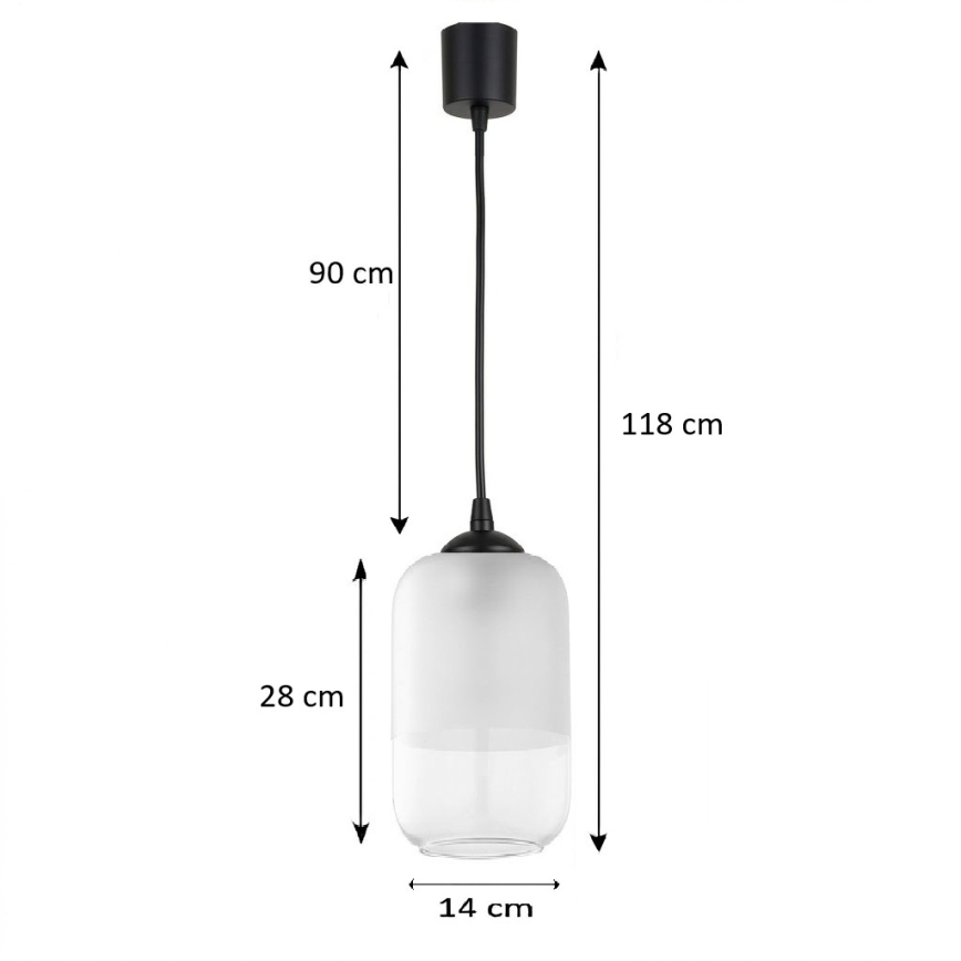 Brilagi - Lampadario LED con cavo RETRO GLASS 1xE27/60W/230V Ø 14 cm nero/bianco