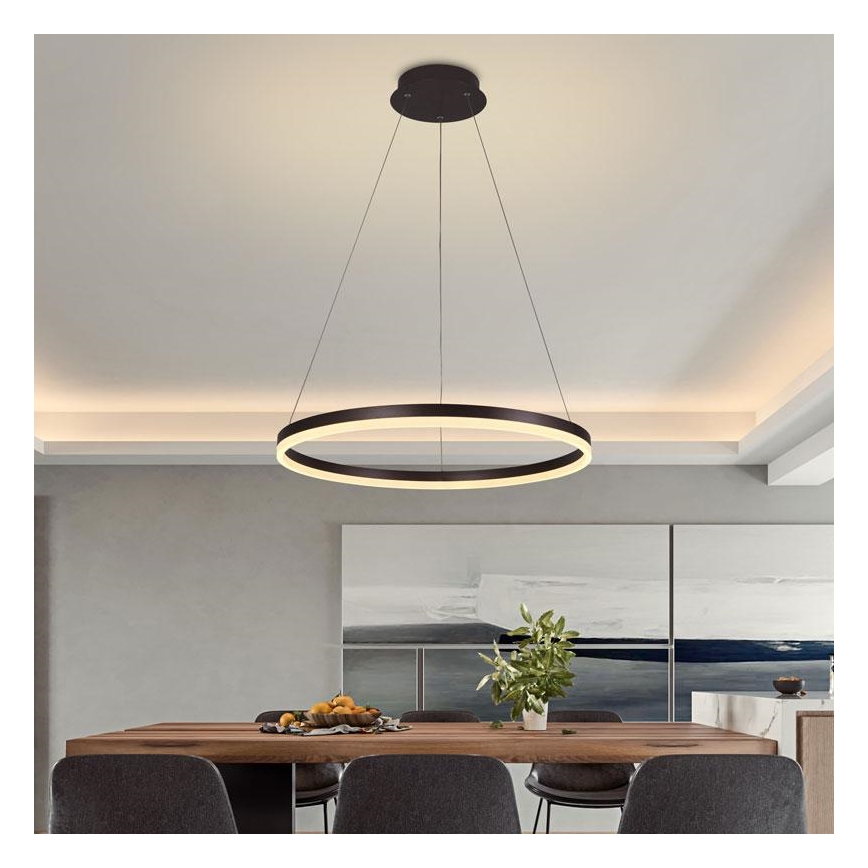 Brilagi - Lampadario LED dimmerabile a sospensione CIRCLE LED/42W/230V 3000-6500K Ø 60 cm marrone + telecomando