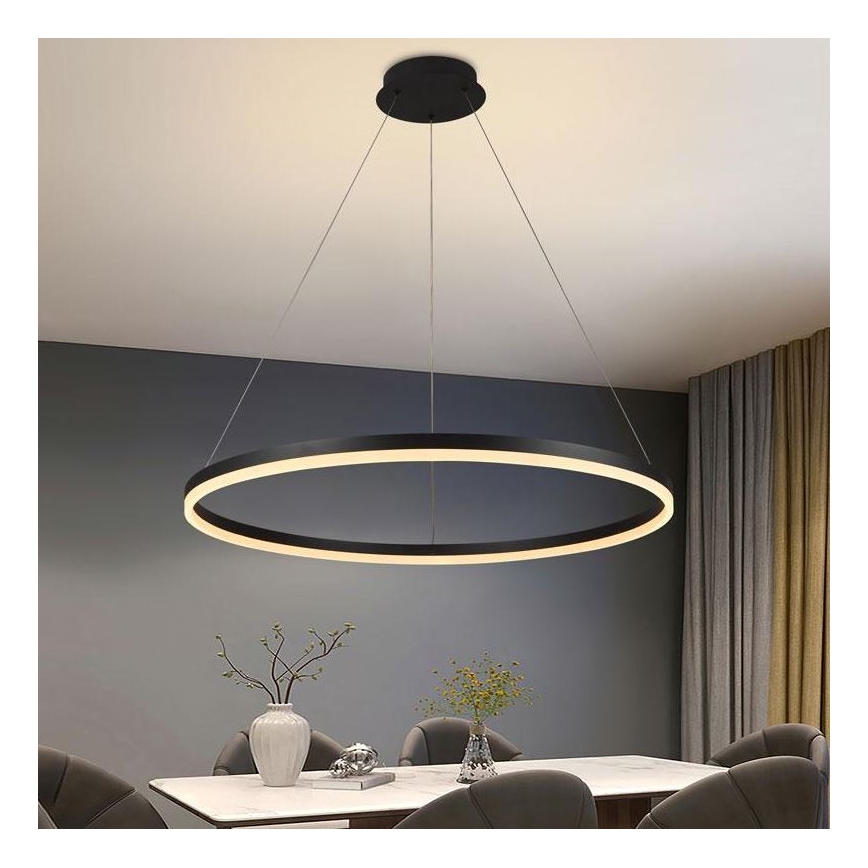 Brilagi - Lampadario LED dimmerabile sospeso a cavo CIRCLE LED/55W/230V 3000-6500K Ø 80 cm nero + telecomando