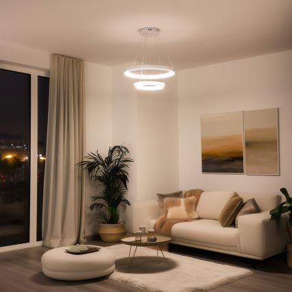 Brilagi - Lampadario LED dimmerabile a sospensione con cavo FALCON SLIM LED/68W/230V 3000-6500K Ø 50 cm bianco + telecomando