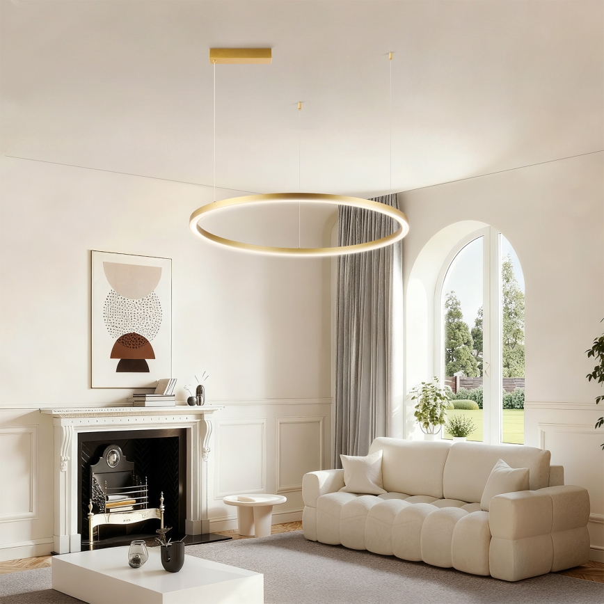 Brilagi - Lampadario LED dimmerabile sospeso su cavo PORTOFINO LED/60W/230V 3000-6000K Ø 80 cm dorato + telecomando
