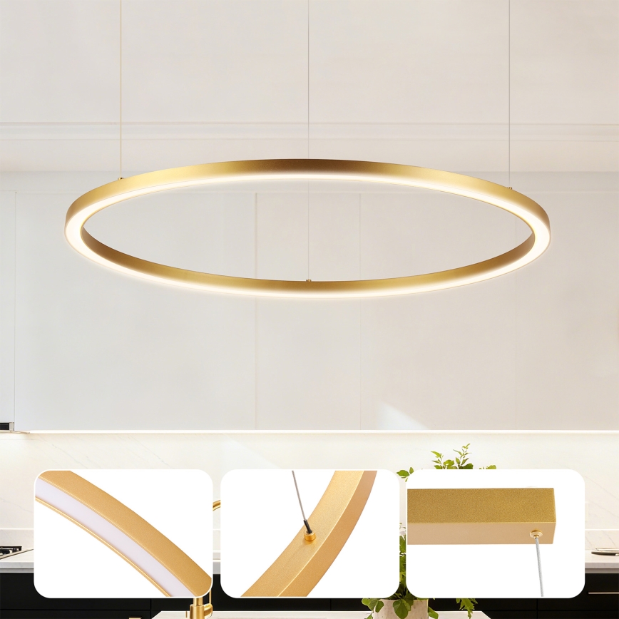 Brilagi - Lampadario LED dimmerabile sospeso su cavo PORTOFINO LED/60W/230V 3000-6000K Ø 80 cm dorato + telecomando