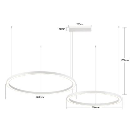 Brilagi - Lampadario a sospensione dimmerabile PORTOFINO LED/98W/230V 3000-6000K bianco + telecomando
