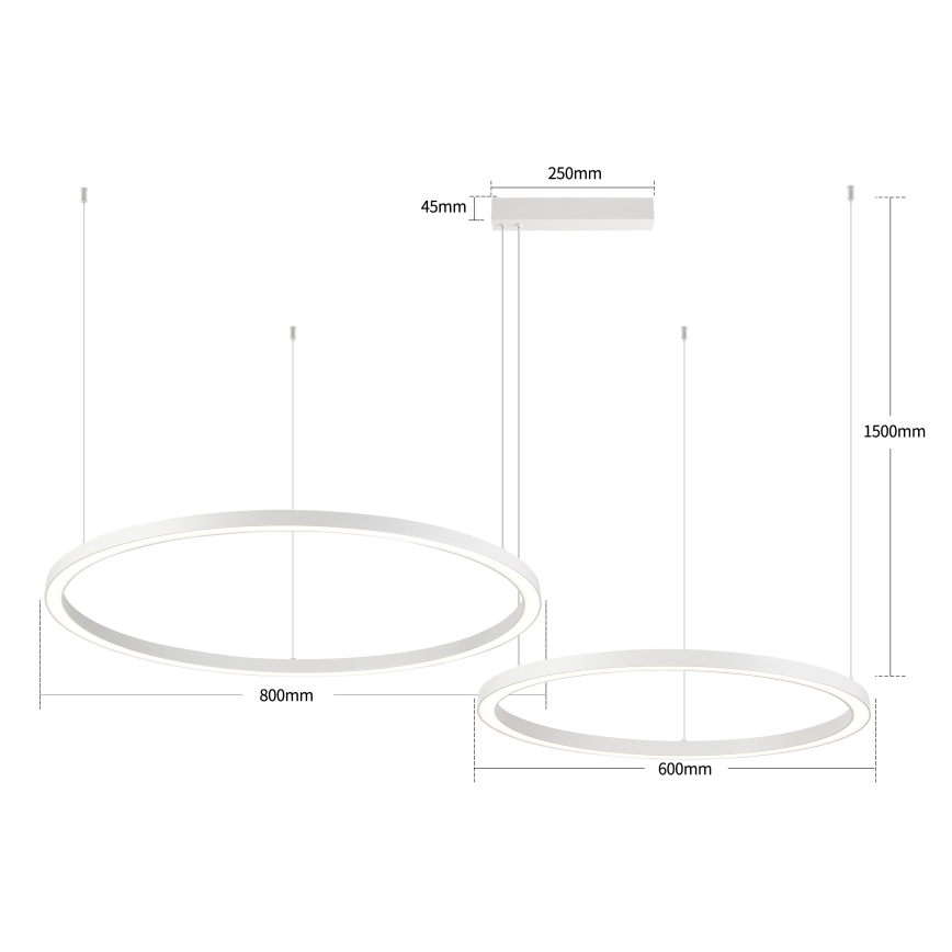 Brilagi - Lampadario a sospensione dimmerabile PORTOFINO LED/98W/230V 3000-6000K bianco + telecomando