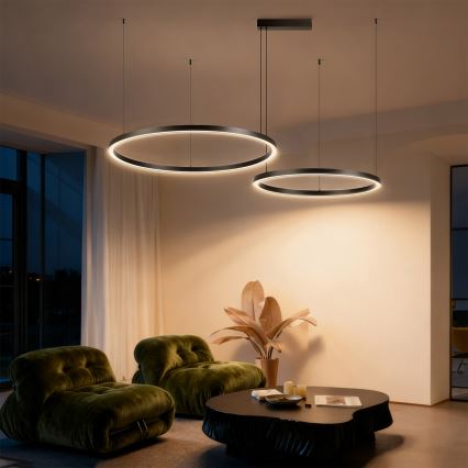 Brilagi - Lampadario LED dimmerabile a sospensione con cavo PORTOFINO LED/98W/230V 3000-6000K nero + telecomando