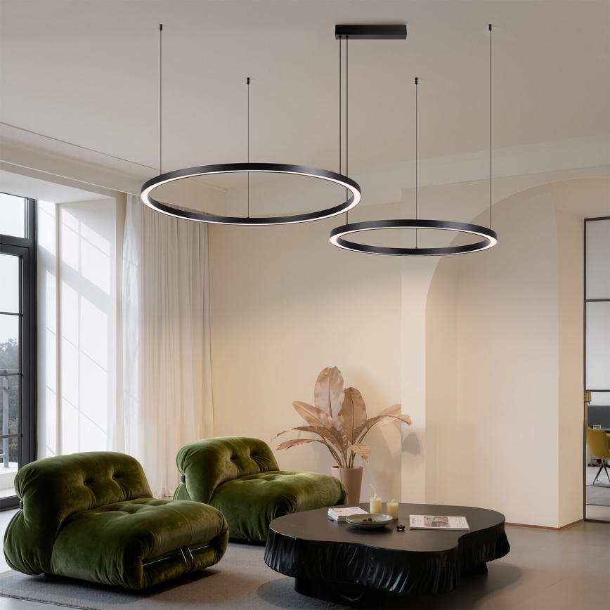 Brilagi - Lampadario LED dimmerabile a sospensione con cavo PORTOFINO LED/98W/230V 3000-6000K nero + telecomando