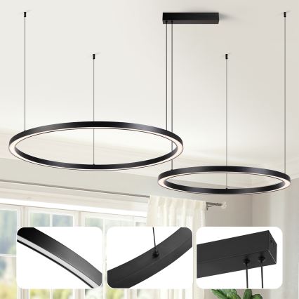 Brilagi - Lampadario LED dimmerabile a sospensione con cavo PORTOFINO LED/98W/230V 3000-6000K nero + telecomando