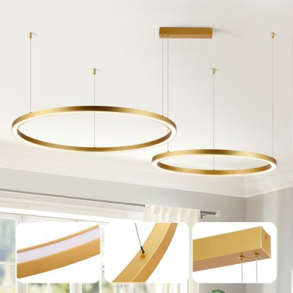 Brilagi - Lampadario LED dimmerabile sospeso a cavo PORTOFINO LED/98W/230V 3000-6000K oro + telecomando