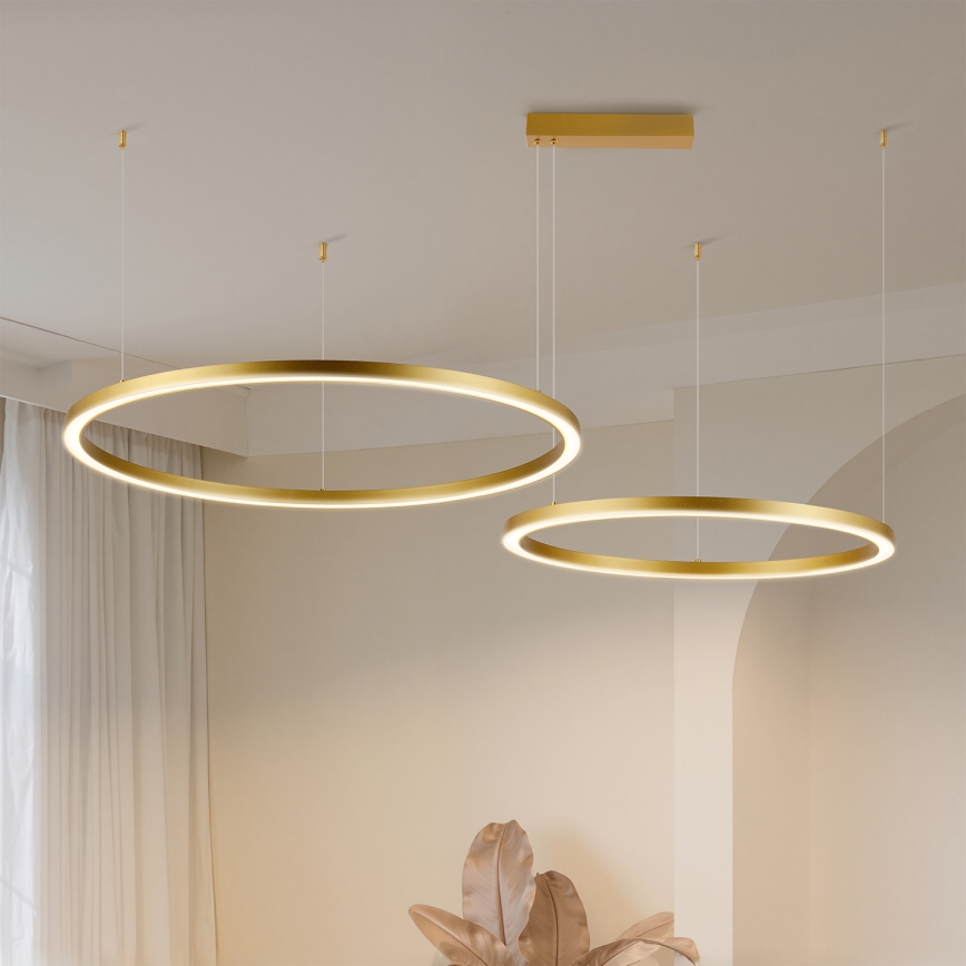 Brilagi - Lampadario LED dimmerabile sospeso a cavo PORTOFINO LED/98W/230V 3000-6000K oro + telecomando