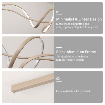 BRILAGI - Lampadario LED dimmerabile su cavo SIGNATURE LED/55W/230V 3000-6000K 120x23 cm beige + telecomando