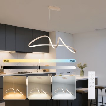 Brilagi - Lampadario LED dimmerabile a sospensione con cavo TWISTER LED/60W/230V 3000-6000K beige + telecomando