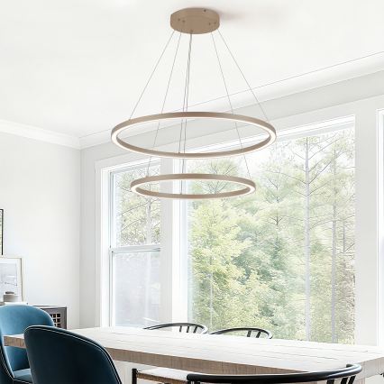 Brilagi - Lampadario LED dimmerabile a cavo PORTOFINO LED/98W/230V 3000-6000K Ø 80 cm beige + telecomando