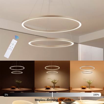 Brilagi - Lampadario LED dimmerabile a cavo PORTOFINO LED/98W/230V 3000-6000K Ø 80 cm beige + telecomando