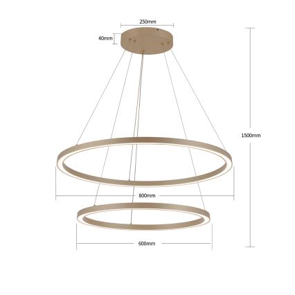 Brilagi - Lampadario LED dimmerabile a cavo PORTOFINO LED/98W/230V 3000-6000K Ø 80 cm beige + telecomando