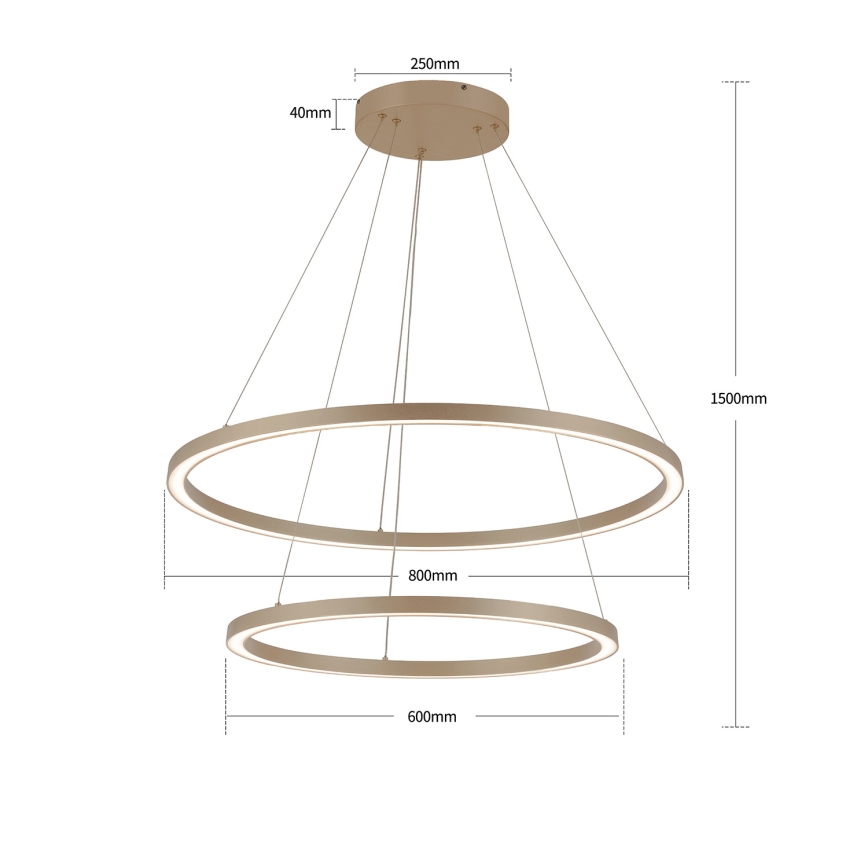 Brilagi - Lampadario LED dimmerabile a cavo PORTOFINO LED/98W/230V 3000-6000K Ø 80 cm beige + telecomando