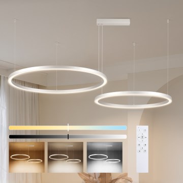 Brilagi - Lampadario LED dimmerabile a sospensione su cavo PORTOFINO LED/98W/230V 3000-6000K argento + telecomando
