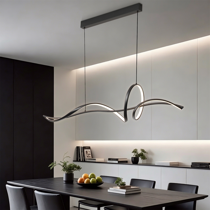 Brilagi - Lampadario LED dimmerabile a sospensione con cavo SIGNATURE LED/55W/230V 3000-6000K 120x23 cm nero + telecomando