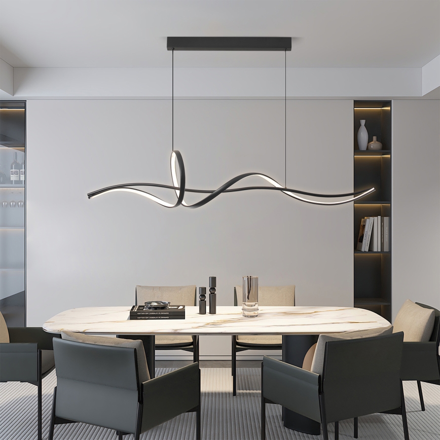 Brilagi - Lampadario LED dimmerabile a sospensione con cavo SIGNATURE LED/55W/230V 3000-6000K 120x23 cm nero + telecomando