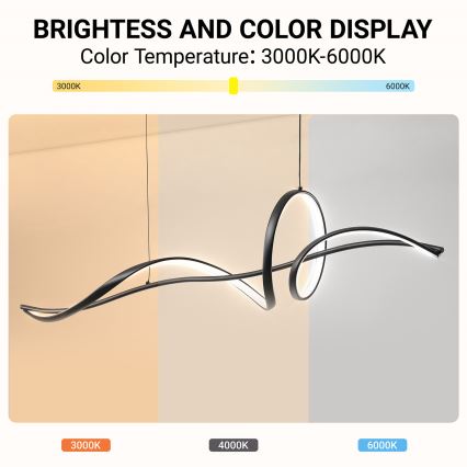 Brilagi - Lampadario LED dimmerabile a sospensione con cavo SIGNATURE LED/55W/230V 3000-6000K 120x23 cm nero + telecomando