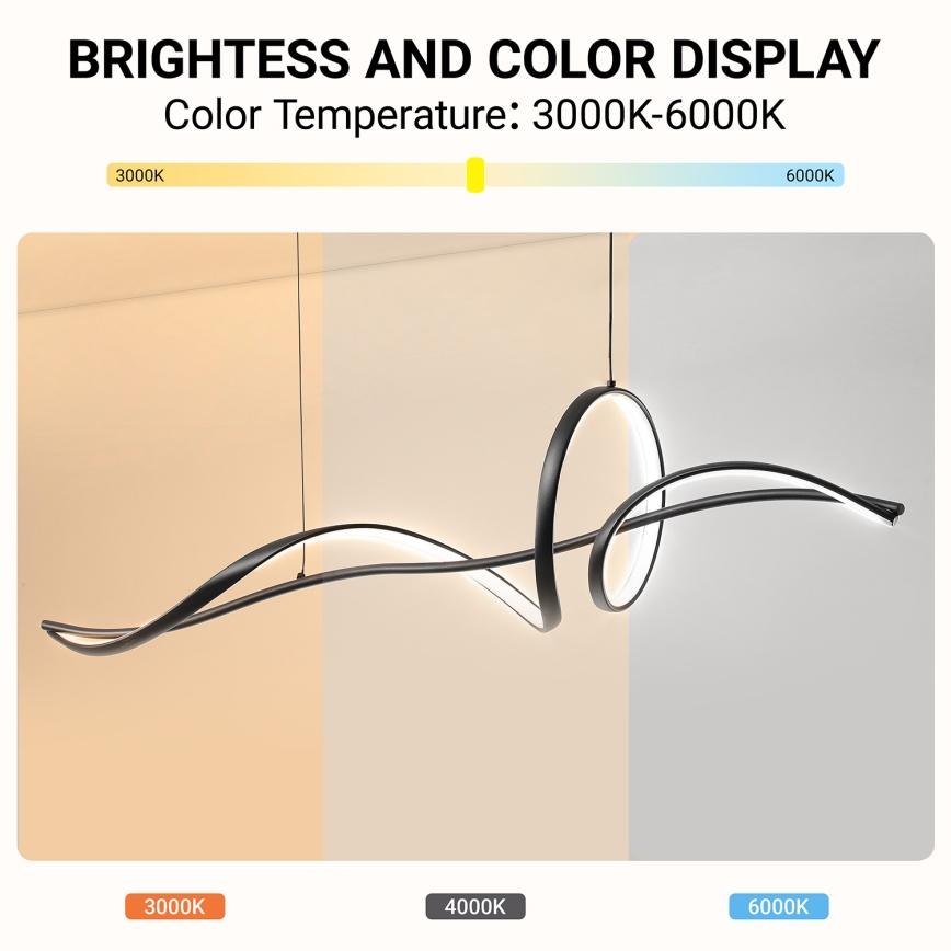 Brilagi - Lampadario LED dimmerabile a sospensione con cavo SIGNATURE LED/55W/230V 3000-6000K 120x23 cm nero + telecomando