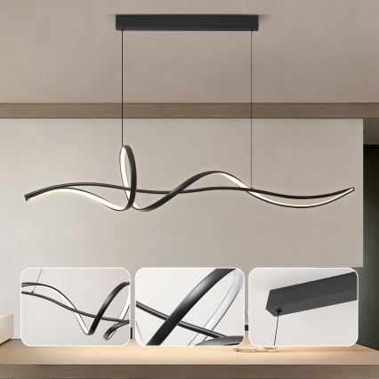 Brilagi - Lampadario LED dimmerabile a sospensione con cavo SIGNATURE LED/55W/230V 3000-6000K 120x23 cm nero + telecomando