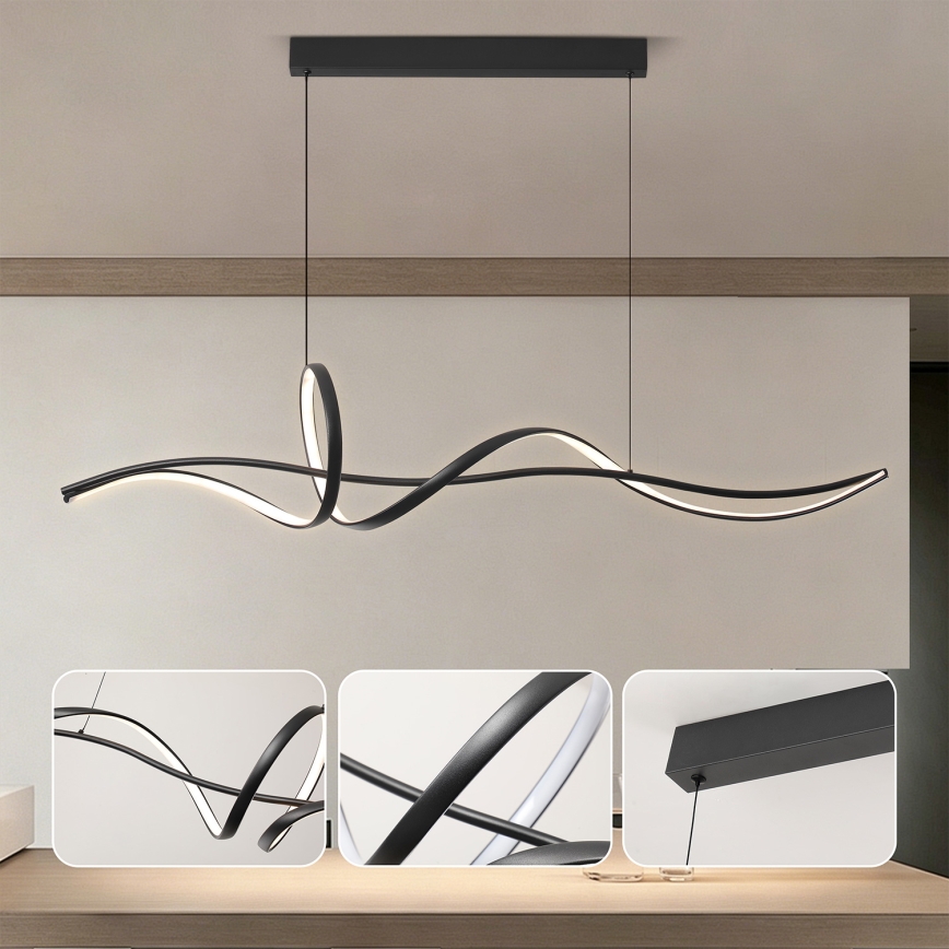 Brilagi - Lampadario LED dimmerabile a sospensione con cavo SIGNATURE LED/55W/230V 3000-6000K 120x23 cm nero + telecomando
