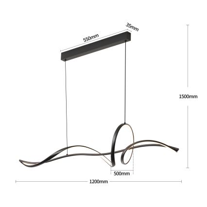 Brilagi - Lampadario LED dimmerabile a sospensione con cavo SIGNATURE LED/55W/230V 3000-6000K 120x23 cm nero + telecomando