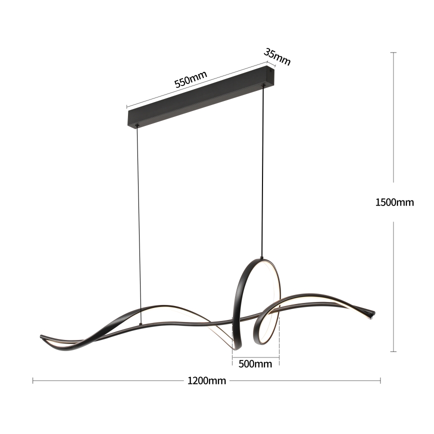 Brilagi - Lampadario LED dimmerabile a sospensione con cavo SIGNATURE LED/55W/230V 3000-6000K 120x23 cm nero + telecomando