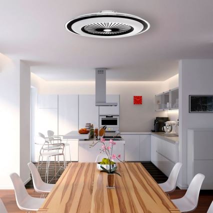 Brilagi - Lampadario LED dimmerabile con ventilatore RONDA LED/65W/230V 3000-6500K nero + telecomando