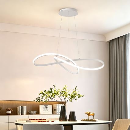 Brilagi - Lampadario LED dimmerabile su cavo INFINITY LED/80W/230V 3000-6000K 80x80 cm bianco + telecomando