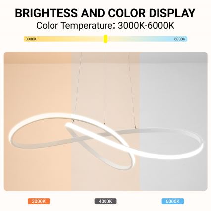 Brilagi - Lampadario LED dimmerabile su cavo INFINITY LED/80W/230V 3000-6000K 80x80 cm bianco + telecomando