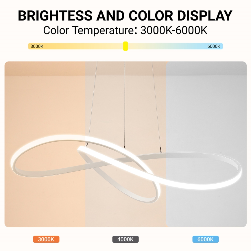 Brilagi - Lampadario LED dimmerabile su cavo INFINITY LED/80W/230V 3000-6000K 80x80 cm bianco + telecomando