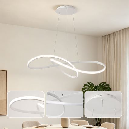 Brilagi - Lampadario LED dimmerabile su cavo INFINITY LED/80W/230V 3000-6000K 80x80 cm bianco + telecomando