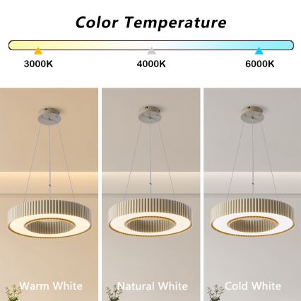 Brilagi - Lampada a sospensione dimmerabile su cavo LUMIX LED/48W/230V 3000-6000K beige Ø 50 cm + telecomando