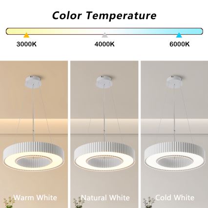 Brilagi - Lampadario dimmerabile a sospensione con cavo LUMIX LED/48W/230V 3000-6000K bianco Ø 50 cm + telecomando