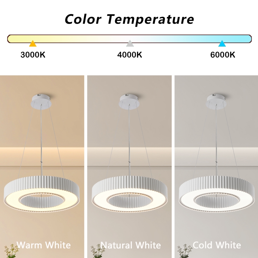 Brilagi - Lampadario dimmerabile a sospensione con cavo LUMIX LED/48W/230V 3000-6000K bianco Ø 50 cm + telecomando