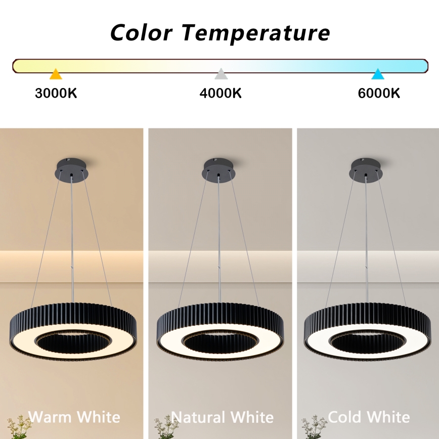 Brilagi - Lampadario LED dimmerabile su cavo LUMIX LED/48W/230V 3000-6000K nero Ø 50 cm + telecomando