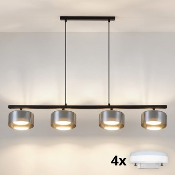 Brilagi - Lampadario LED dimmerabile RGB+CCT a sospensione su cavi AURA LUX 4xGX53/14W/230V 2700-6500K Wi-Fi Tuya nero/fumé