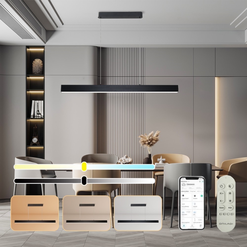 Brilagi - Lampadario a sospensione con filo LED dimmerabile SLEEKLINE SMART LED/40W/230V 3000-6000K Wi-Fi Tuya nero + telecomando