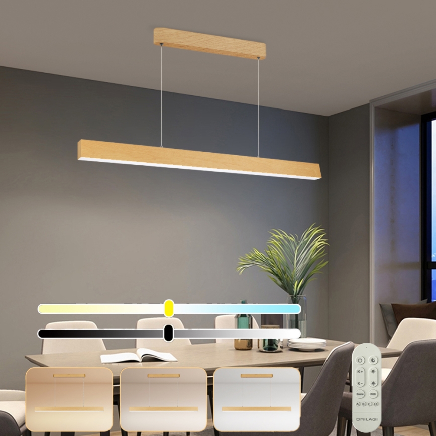 Brilagi - Lampadario LED dimmerabile SLEEKLINE SMART LED/40W/230V Wi-Fi Tuya finitura rovere + telecomando