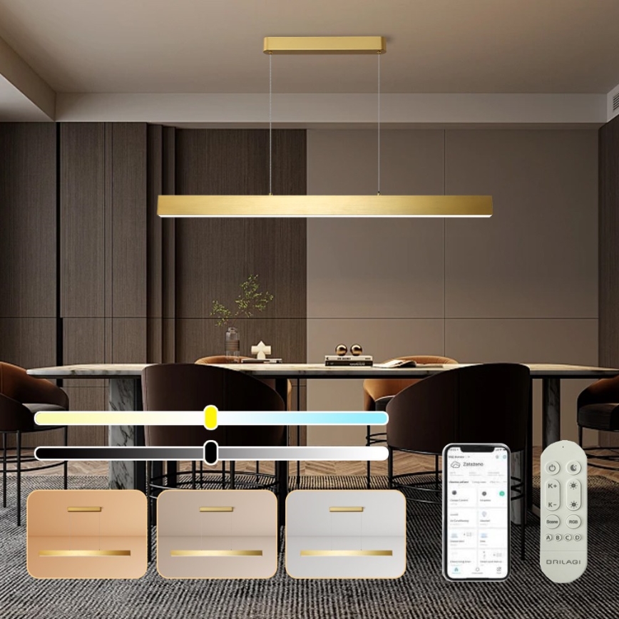 Brilagi - Lampadario a sospensione con filo LED dimmerabile SLEEKLINE SMART LED/40W/230V 3000-6000K Wi-Fi Tuya oro + telecomando