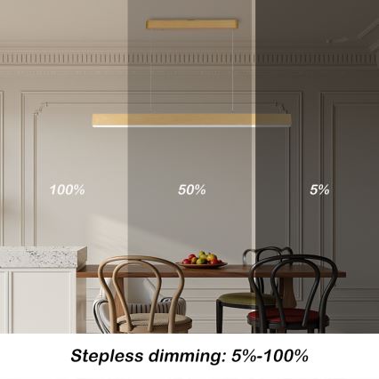 Brilagi - Lampadario LED dimmerabile SLEEKLINE SMART LED/40W/230V Wi-Fi Tuya finitura rovere + telecomando