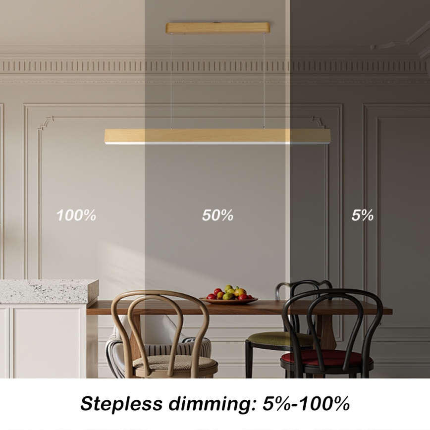 Brilagi - Lampadario LED dimmerabile SLEEKLINE SMART LED/40W/230V Wi-Fi Tuya finitura rovere + telecomando