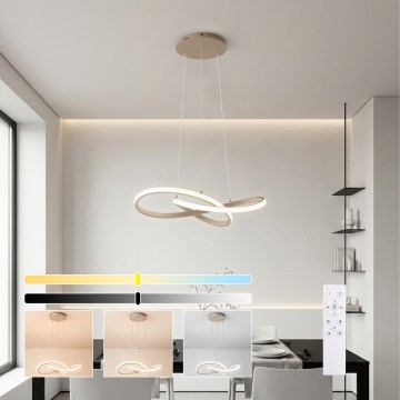Brilagi - Lampadario LED dimmerabile sospeso su cavo INFINITY LED/55W/230V 3000-6000K 50x50 cm beige + telecomando