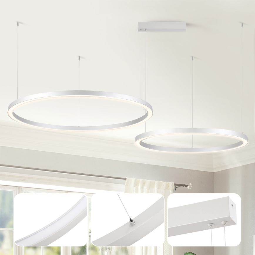 Brilagi - Lampadario LED dimmerabile a sospensione su cavo PORTOFINO LED/98W/230V 3000-6000K argento + telecomando